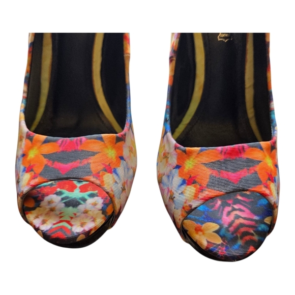 Aldo Colorful Floral And Zebra Print Mix Stiletto Heels Size 7 5 - Picture 3 of 9